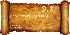Debreczeny Klaudia névjegykártya
